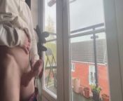 Public wanking in front of my balcony windows. Big cock masturbate by straight guy to cumshot, horny from nsx