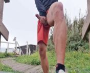 Masturbating my dick on a public Beach - An erotic risk of getting caught! - Hotsportfitboy from car creampie