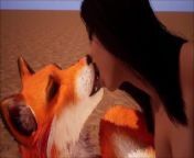 Furry fox lesbian fingering and scissoring from furry suit