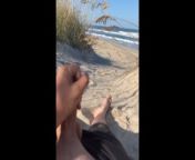 Love cumming on a public beach, almost got caught from abish