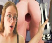 😮 BIG metal VASE STRETCHES her PUSSY and ASS 🕳️ from naturist fredom